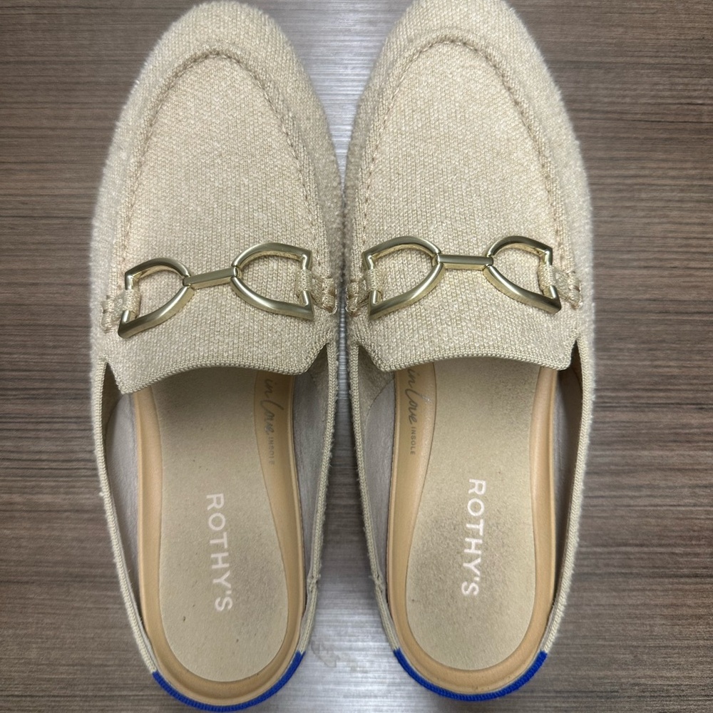 Rothy's Cream Double Bit Loafer Mule Size 10